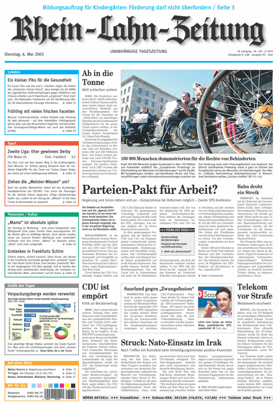 Rhein-Lahn-Zeitung Diez (Archiv) vom Dienstag, 06.05.2003