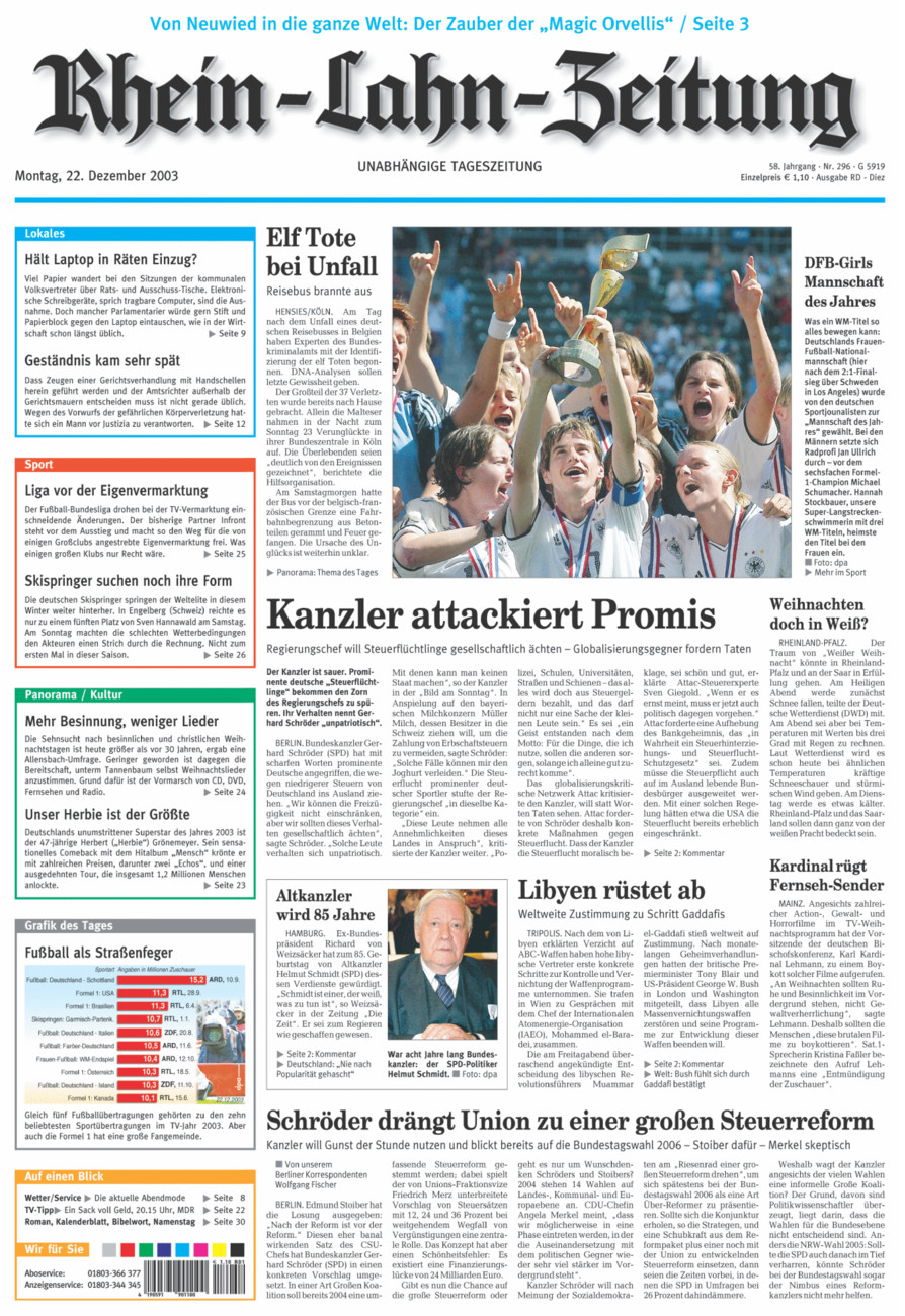 Rhein-Lahn-Zeitung Diez (Archiv) vom Montag, 22.12.2003