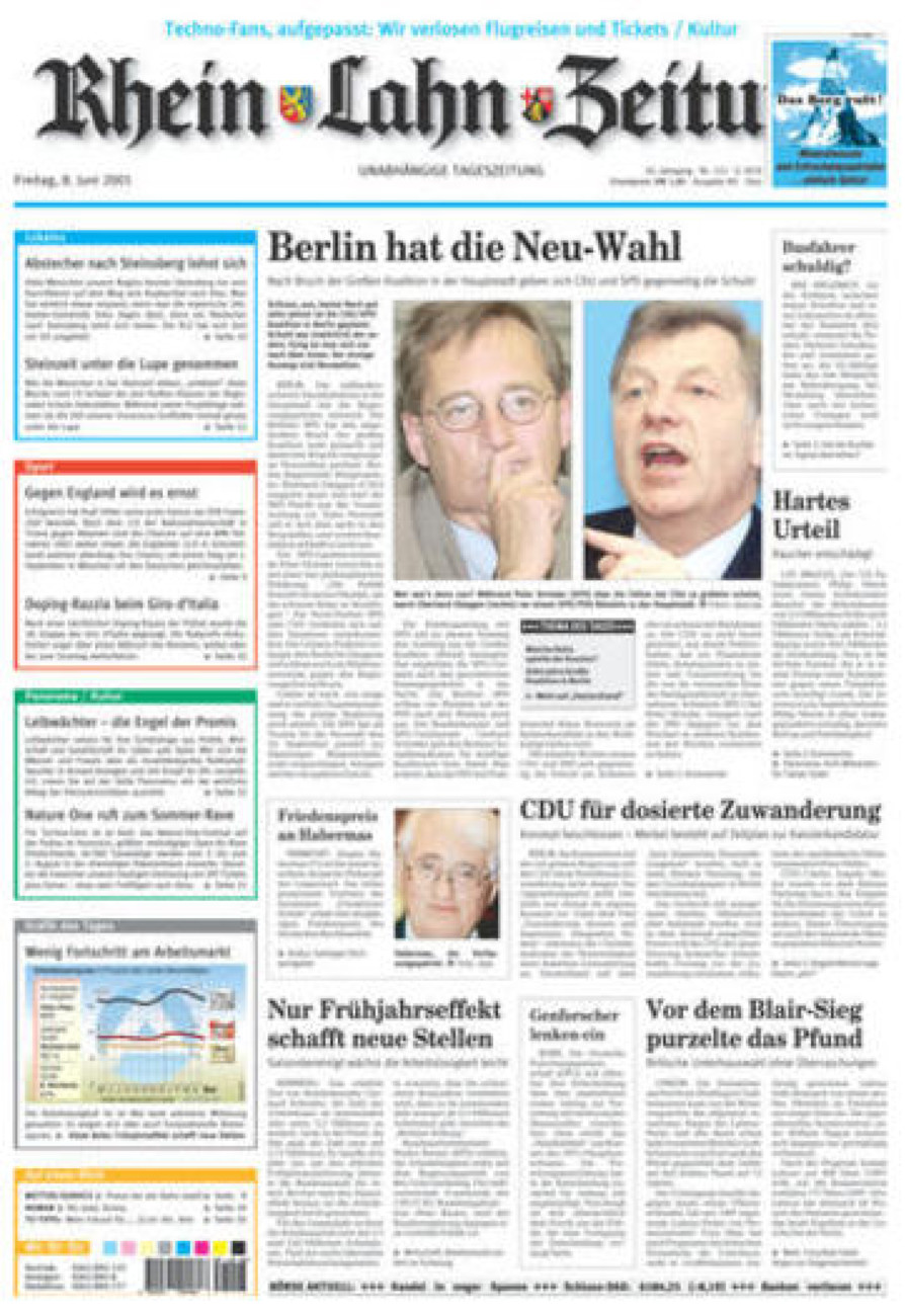 Rhein-Lahn-Zeitung Diez (Archiv) vom Freitag, 08.06.2001