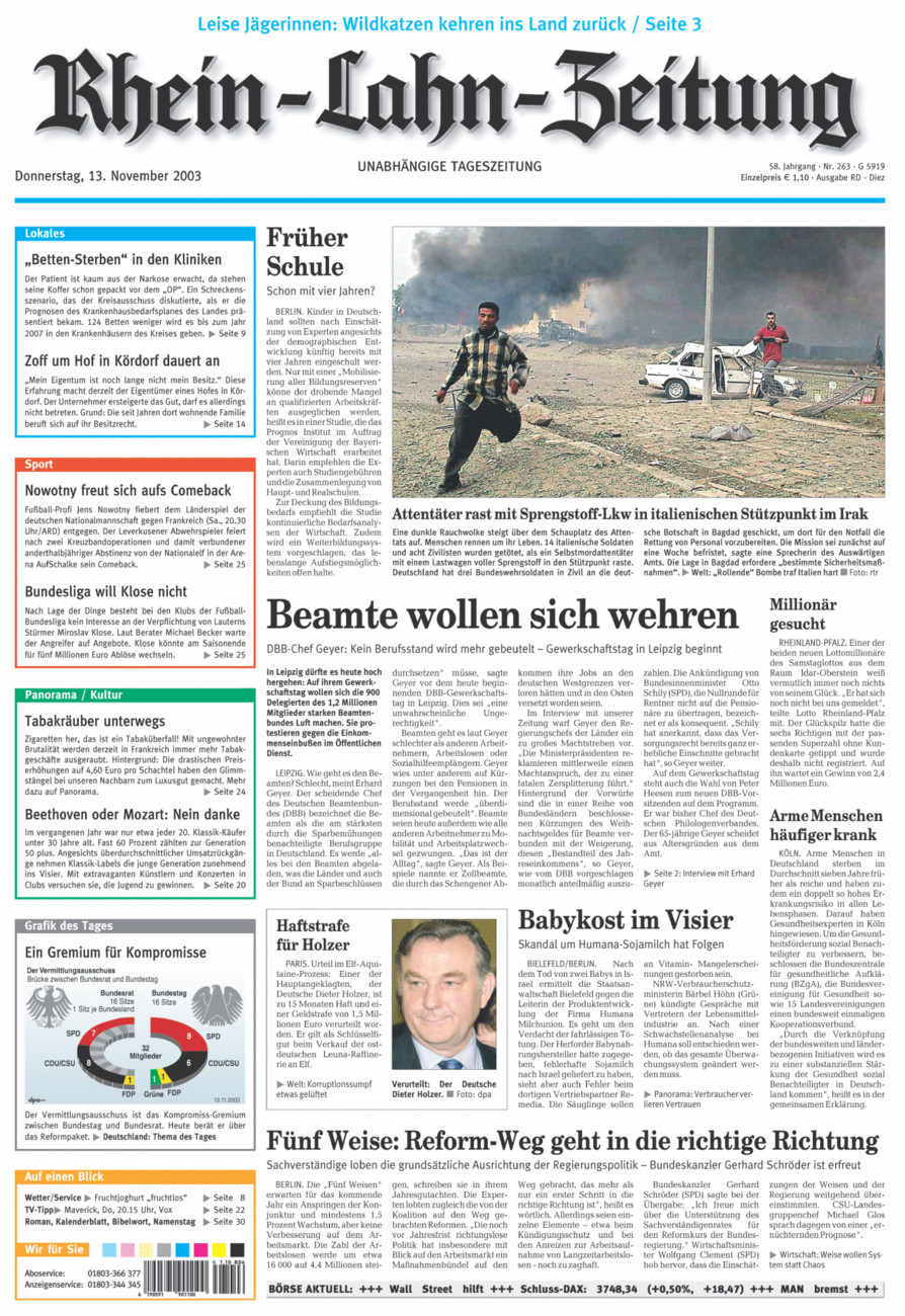 Rhein-Lahn-Zeitung Diez (Archiv) vom Donnerstag, 13.11.2003
