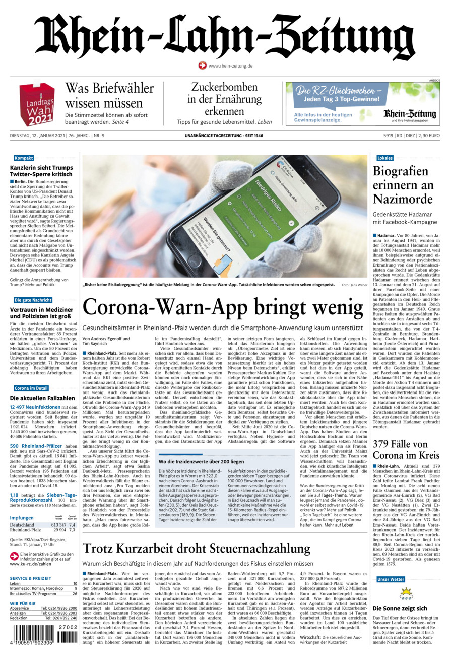 Rhein-Lahn-Zeitung Diez (Archiv) vom Dienstag, 12.01.2021