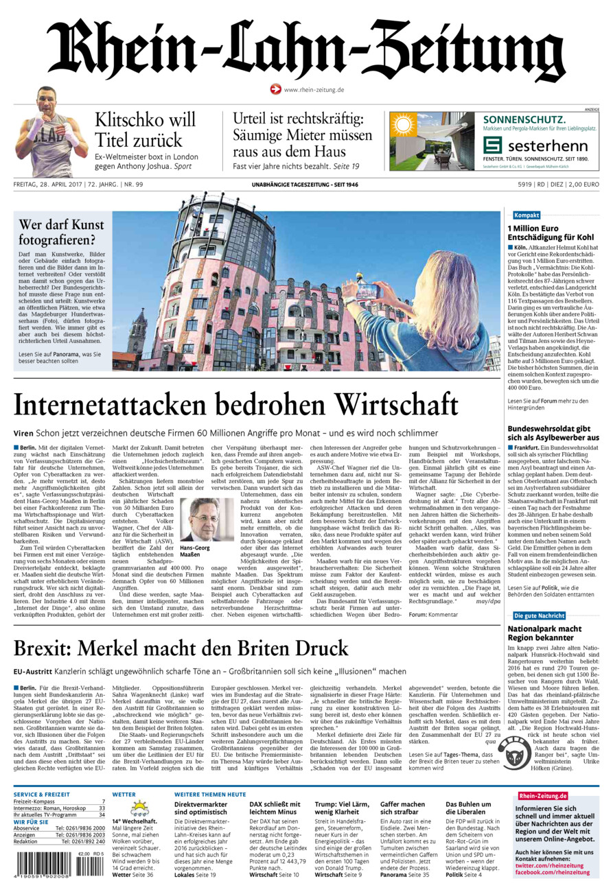 Rhein-Lahn-Zeitung Diez (Archiv) vom Freitag, 28.04.2017