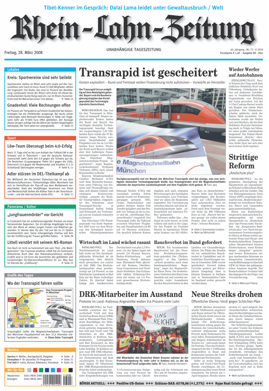 Rhein-Lahn-Zeitung Diez (Archiv) vom Freitag, 28.03.2008