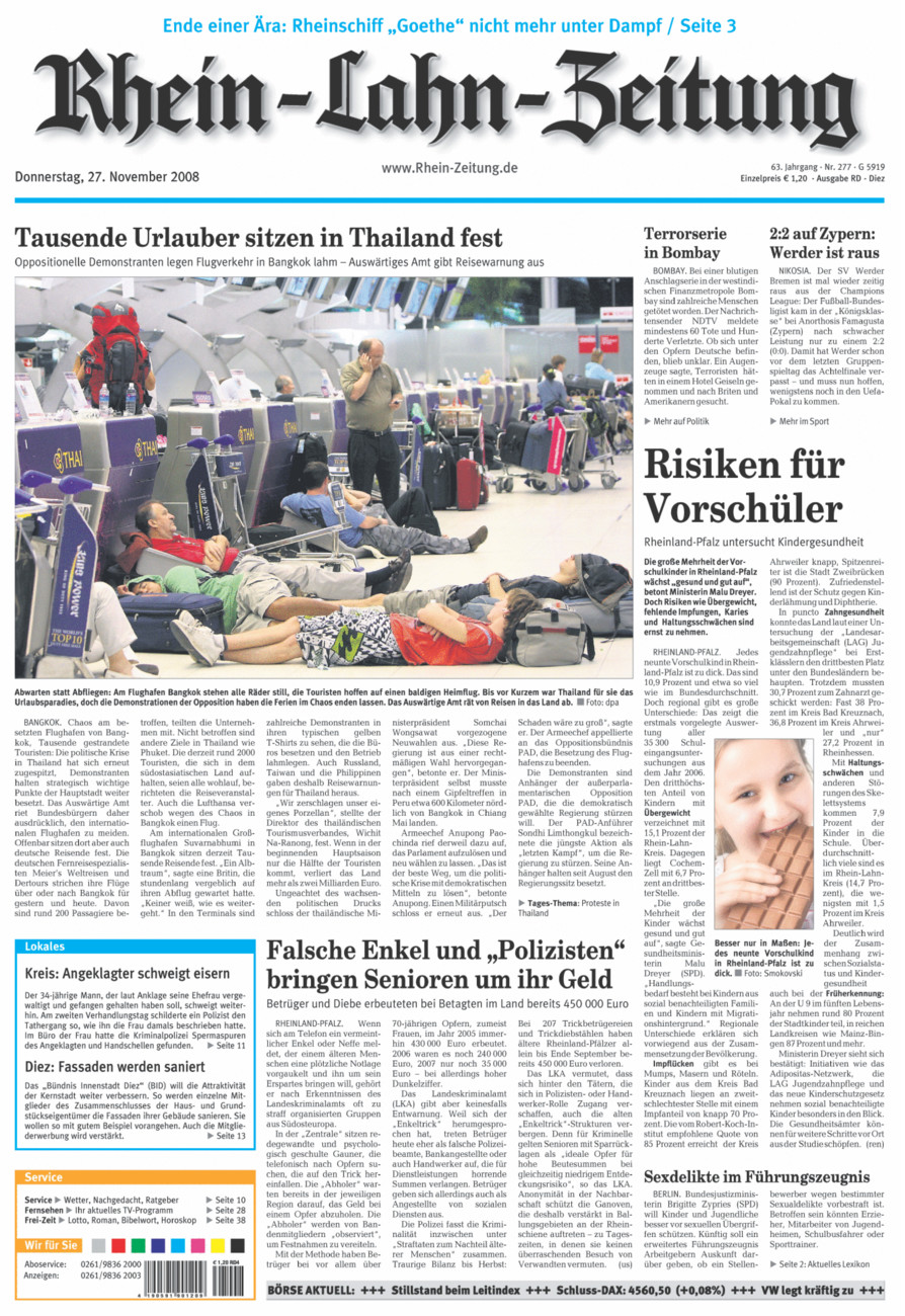 Rhein-Lahn-Zeitung Diez (Archiv) vom Donnerstag, 27.11.2008