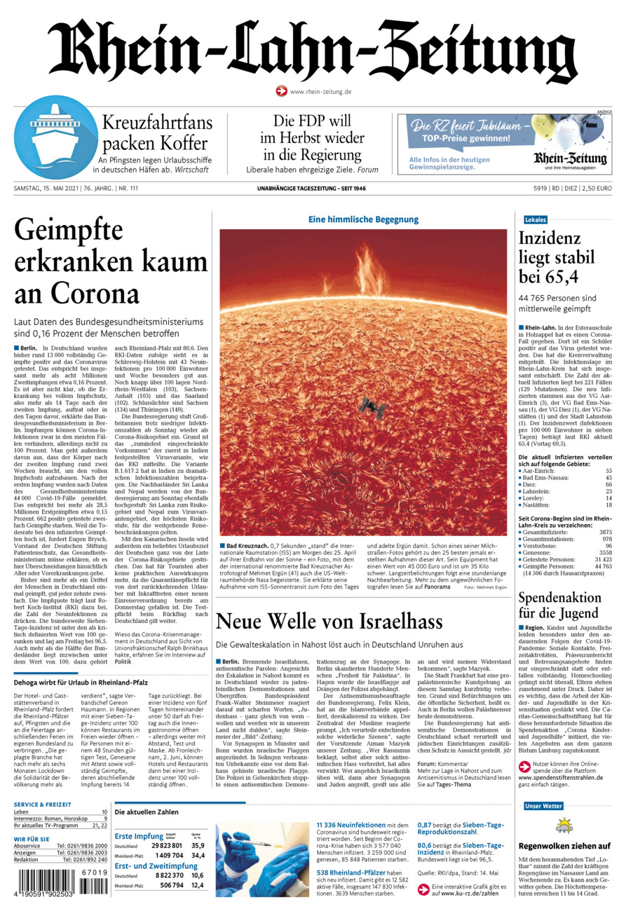 Rhein-Lahn-Zeitung Diez (Archiv) vom Samstag, 15.05.2021