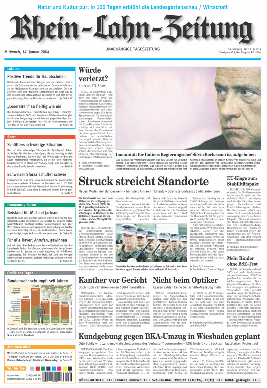 Rhein-Lahn-Zeitung Diez (Archiv) vom Mittwoch, 14.01.2004