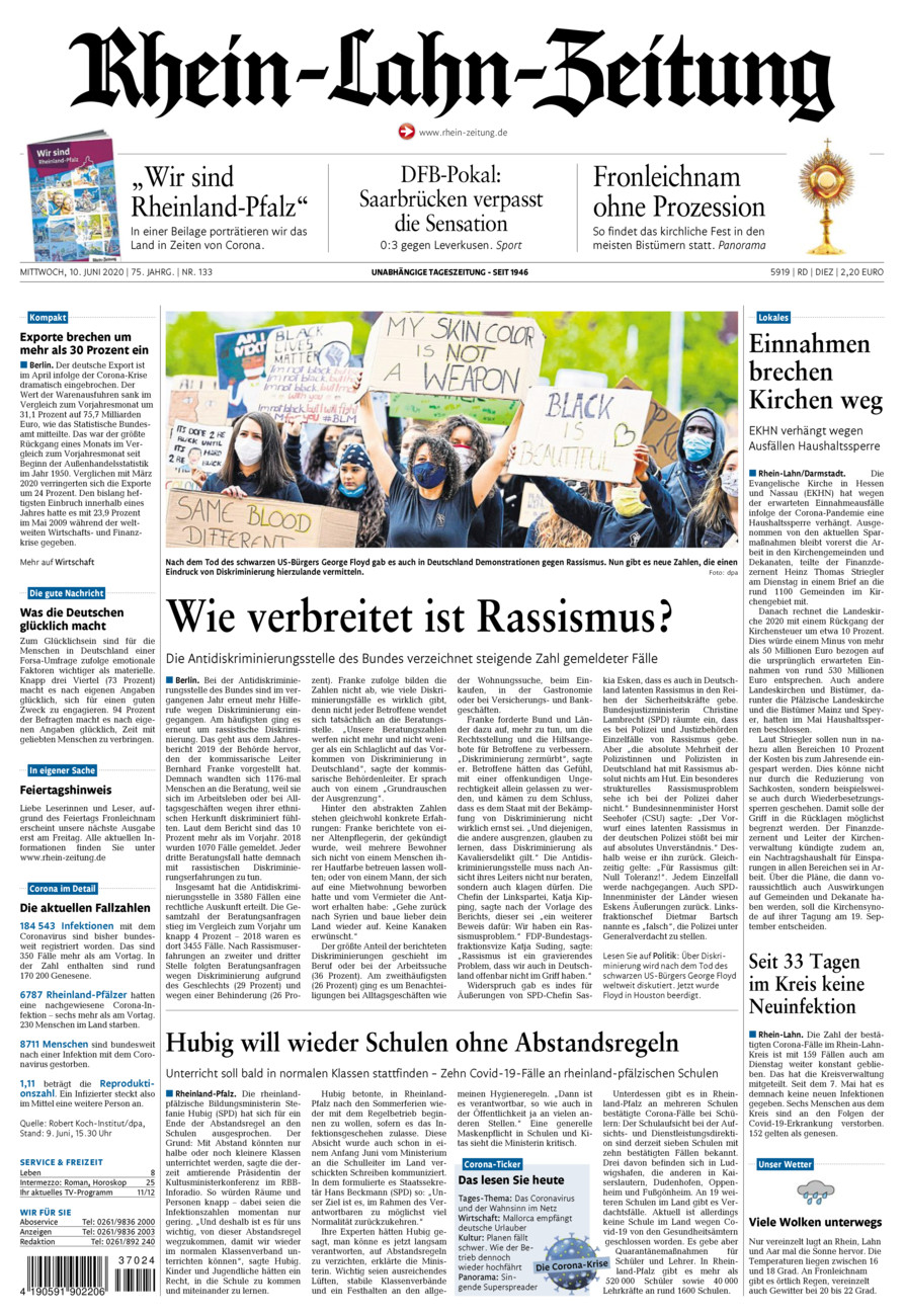 Rhein-Lahn-Zeitung Diez (Archiv) vom Mittwoch, 10.06.2020