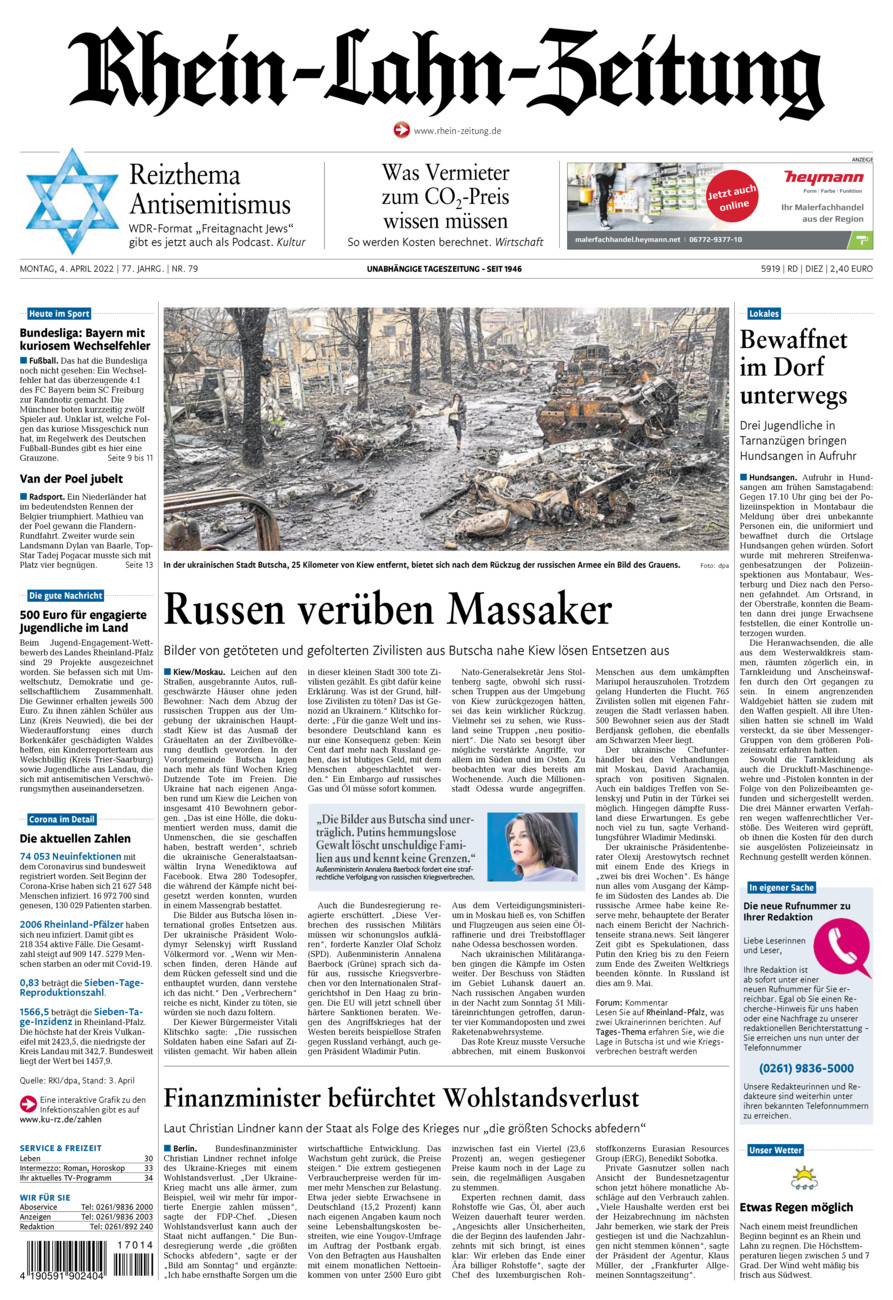 Rhein-Lahn-Zeitung Diez (Archiv) vom Montag, 04.04.2022