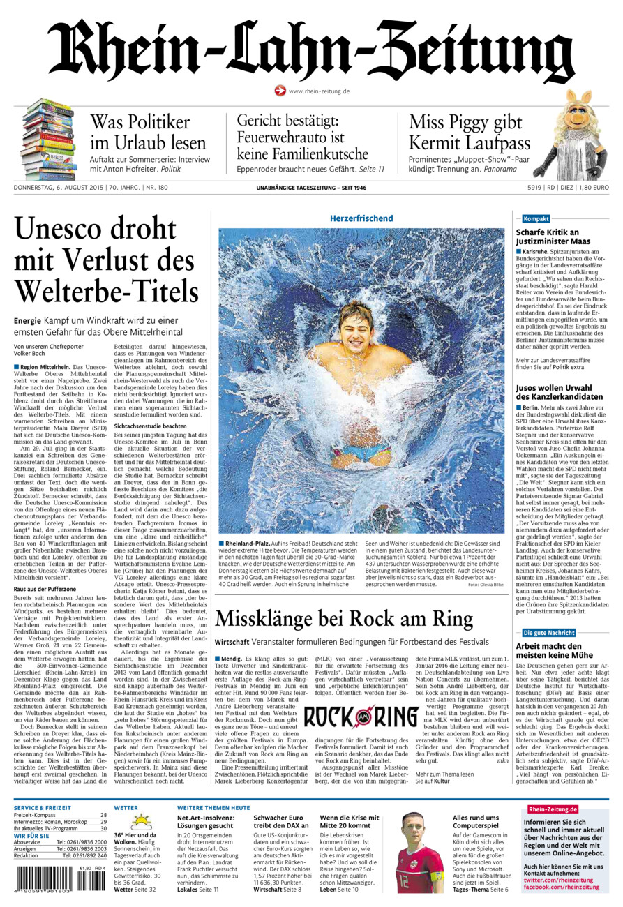 Rhein-Lahn-Zeitung Diez (Archiv) vom Donnerstag, 06.08.2015