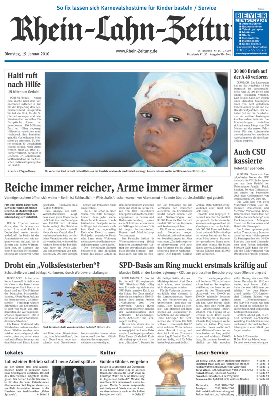 Rhein-Lahn-Zeitung Diez (Archiv) vom Dienstag, 19.01.2010
