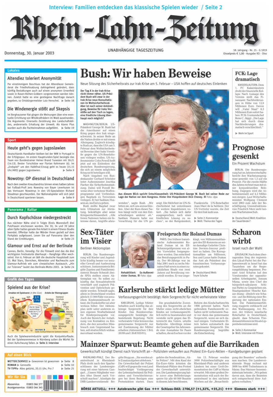 Rhein-Lahn-Zeitung Diez (Archiv) vom Donnerstag, 30.01.2003