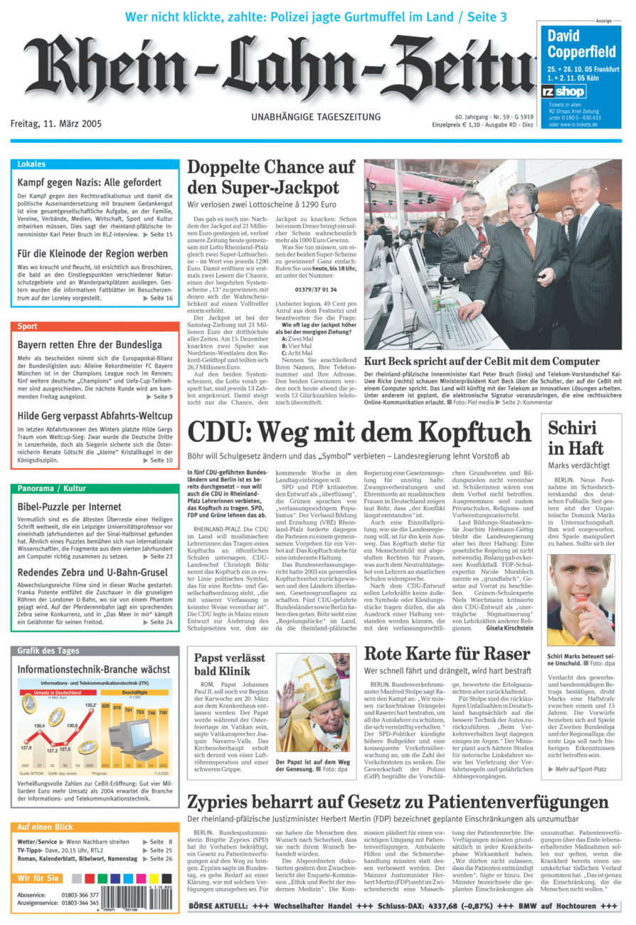 Rhein-Lahn-Zeitung Diez (Archiv) vom Freitag, 11.03.2005