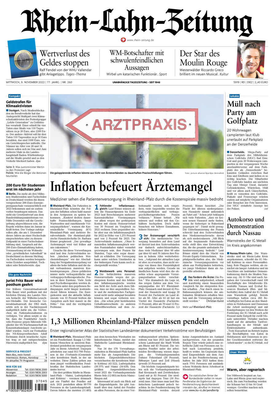 Rhein-Lahn-Zeitung Diez (Archiv) vom Mittwoch, 09.11.2022