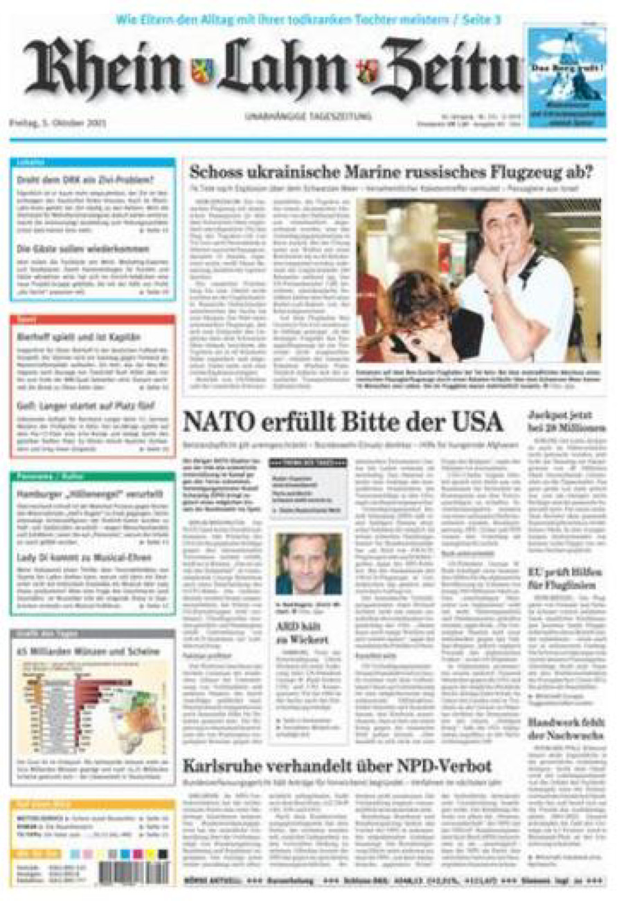 Rhein-Lahn-Zeitung Diez (Archiv) vom Freitag, 05.10.2001