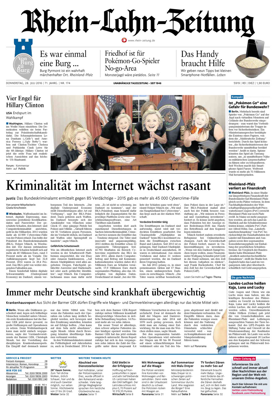 Rhein-Lahn-Zeitung Diez (Archiv) vom Donnerstag, 28.07.2016