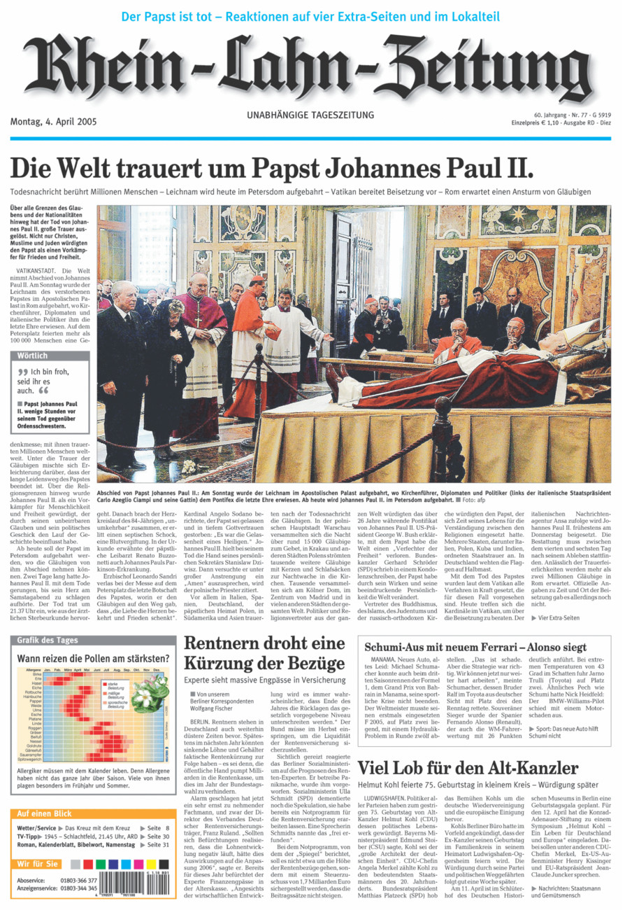 Rhein-Lahn-Zeitung Diez (Archiv) vom Montag, 04.04.2005