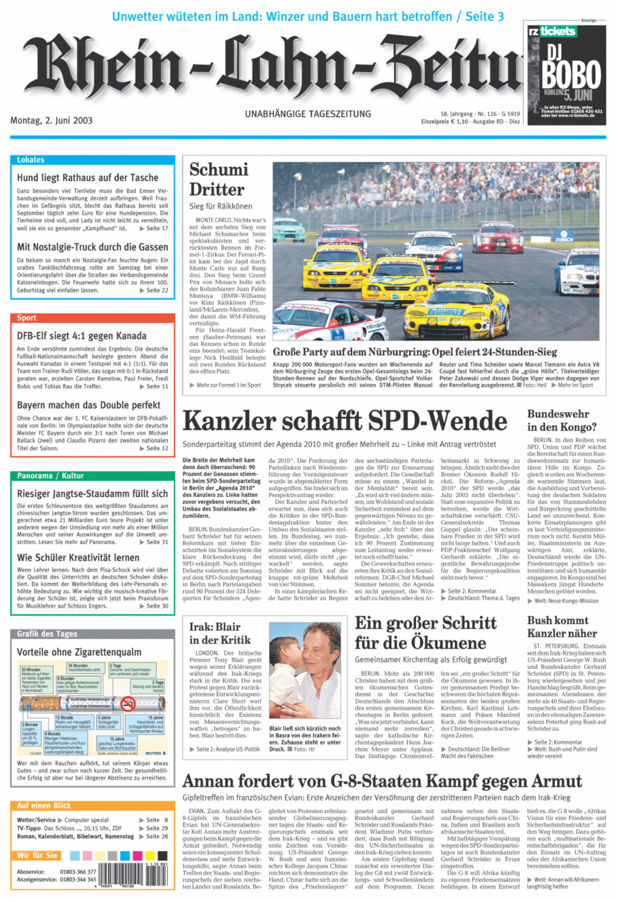 Rhein-Lahn-Zeitung Diez (Archiv) vom Montag, 02.06.2003
