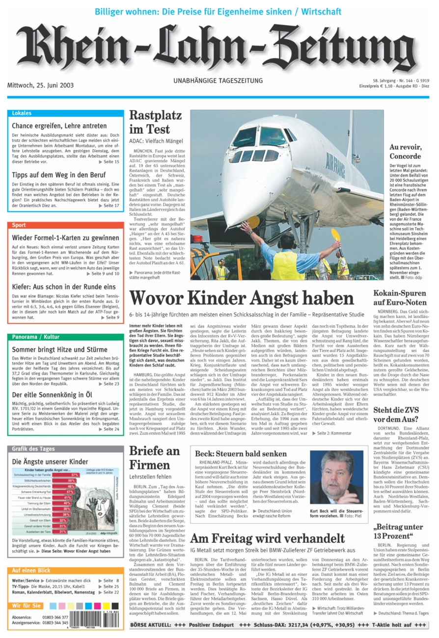 Rhein-Lahn-Zeitung Diez (Archiv) vom Mittwoch, 25.06.2003