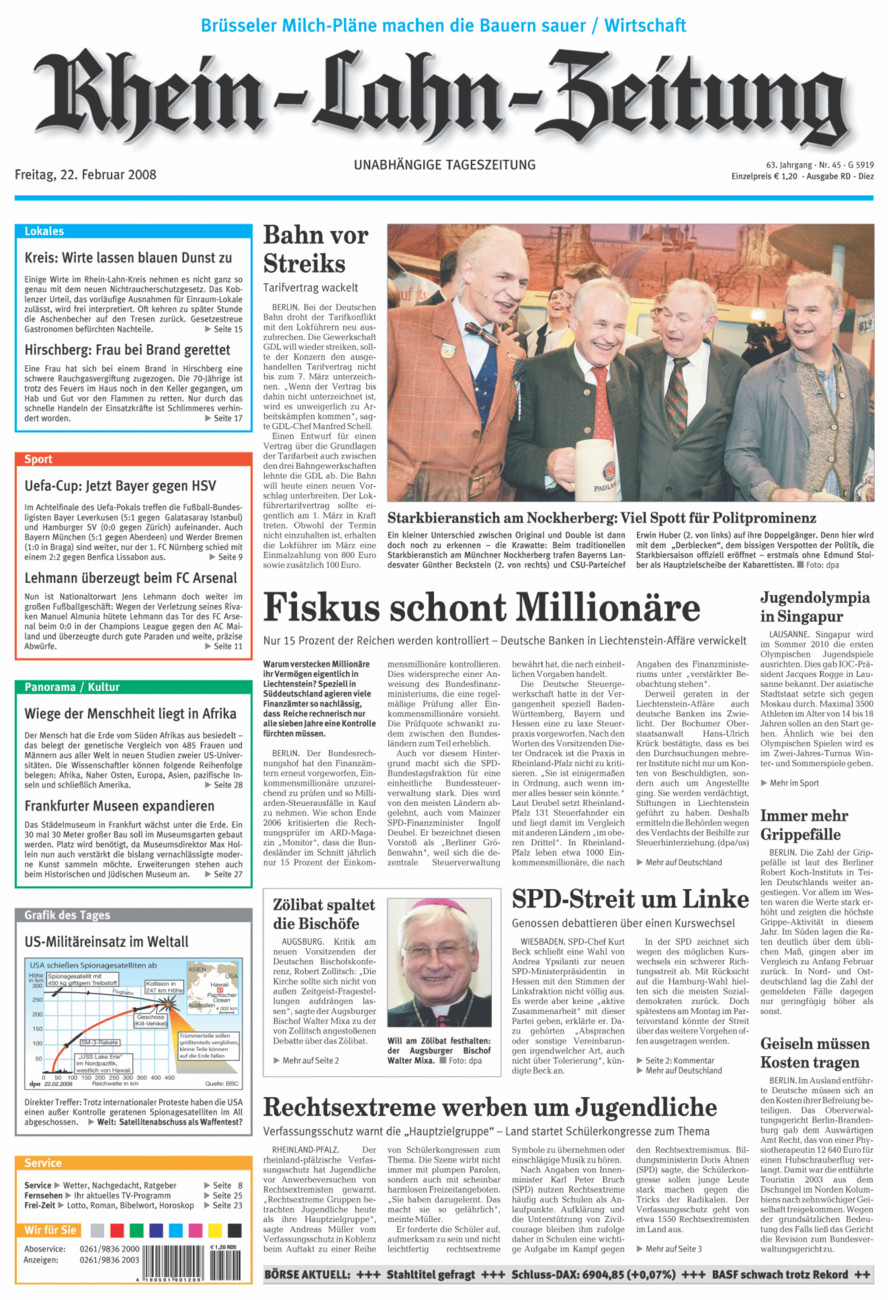Rhein-Lahn-Zeitung Diez (Archiv) vom Freitag, 22.02.2008