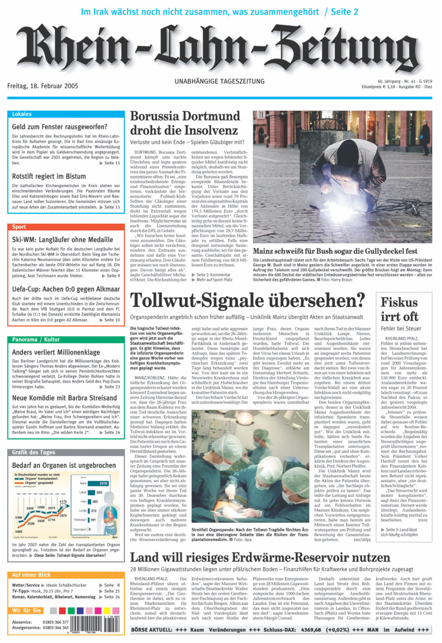 Rhein-Lahn-Zeitung Diez (Archiv) vom Freitag, 18.02.2005