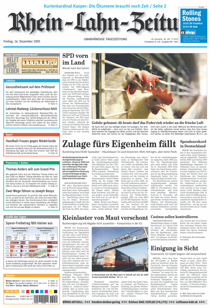 Rhein-Lahn-Zeitung Diez (Archiv) vom Freitag, 16.12.2005
