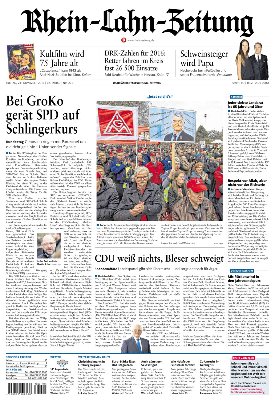 Rhein-Lahn-Zeitung Diez (Archiv) vom Freitag, 24.11.2017