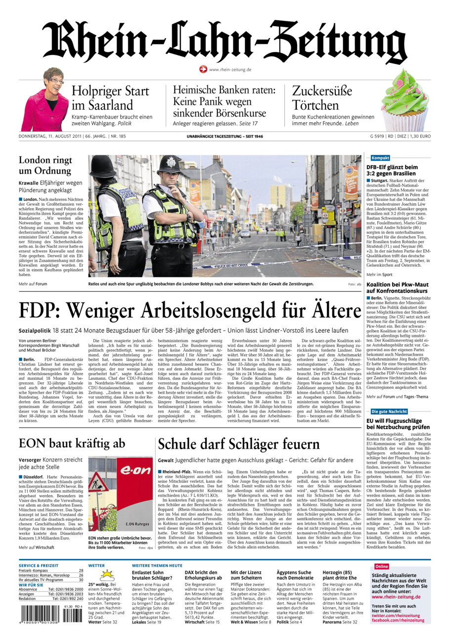 Rhein-Lahn-Zeitung Diez (Archiv) vom Donnerstag, 11.08.2011