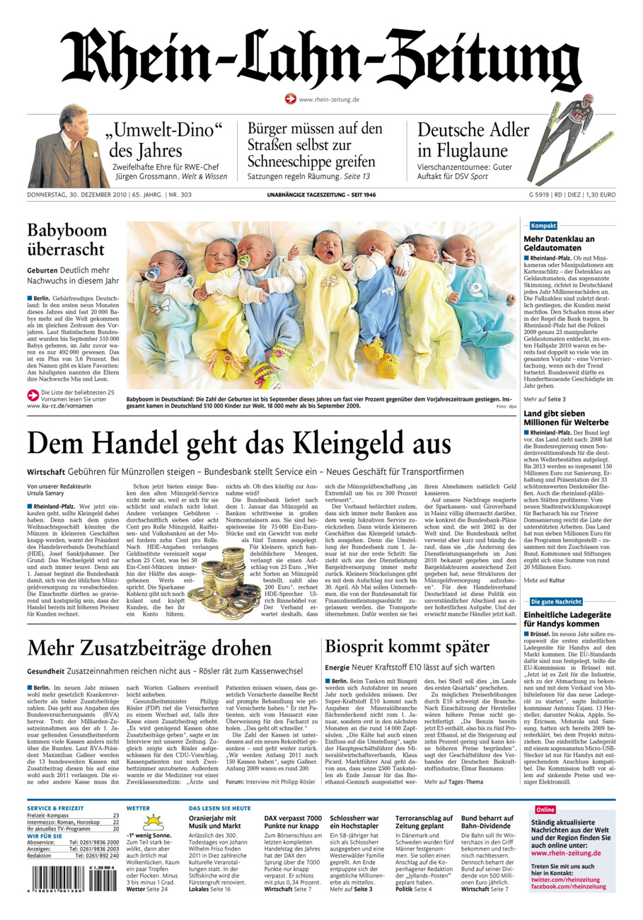 Rhein-Lahn-Zeitung Diez (Archiv) vom Donnerstag, 30.12.2010