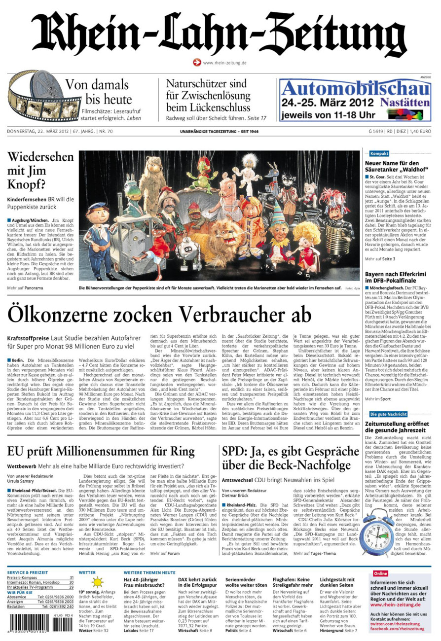 Rhein-Lahn-Zeitung Diez (Archiv) vom Donnerstag, 22.03.2012