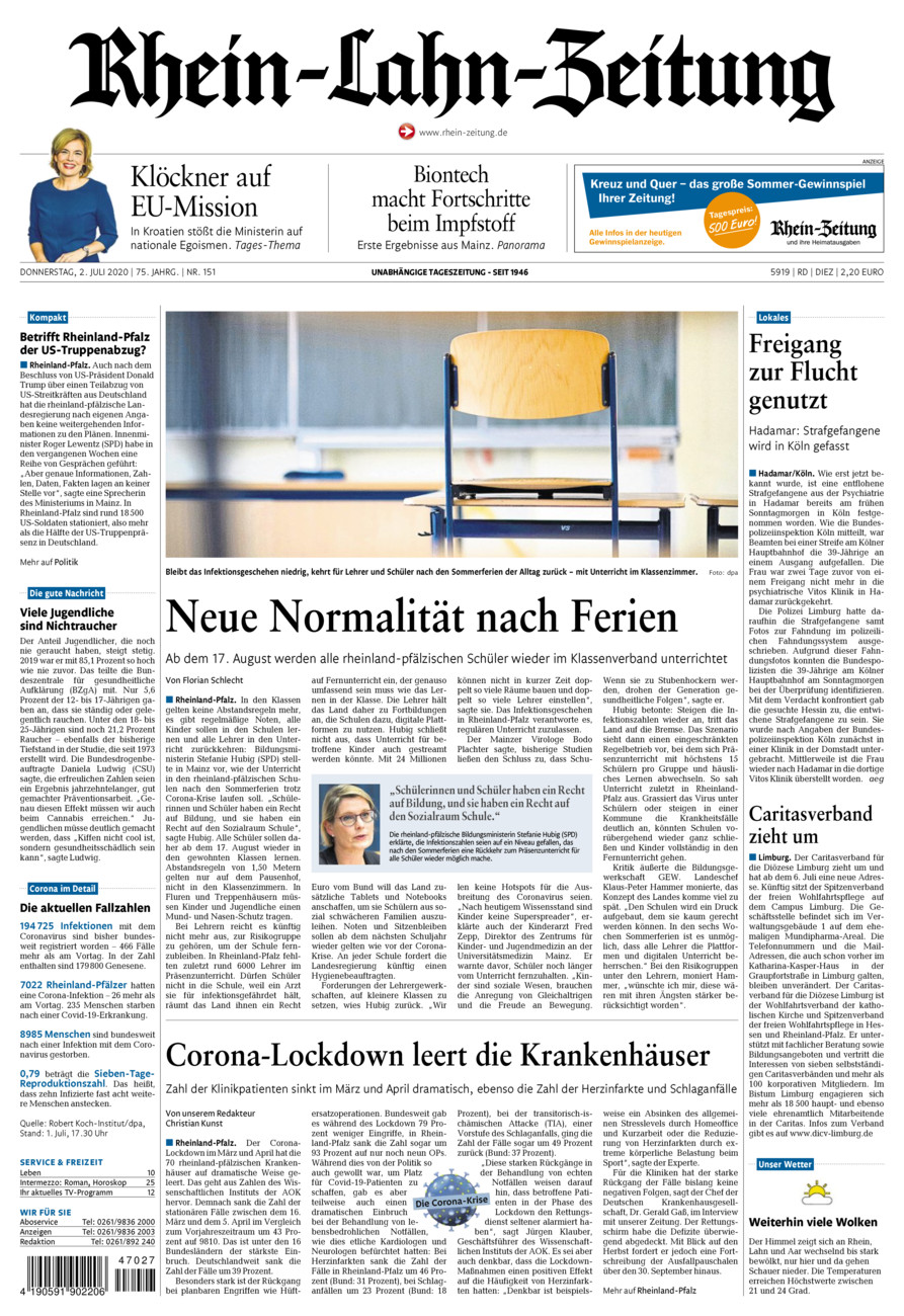 Rhein-Lahn-Zeitung Diez (Archiv) vom Donnerstag, 02.07.2020