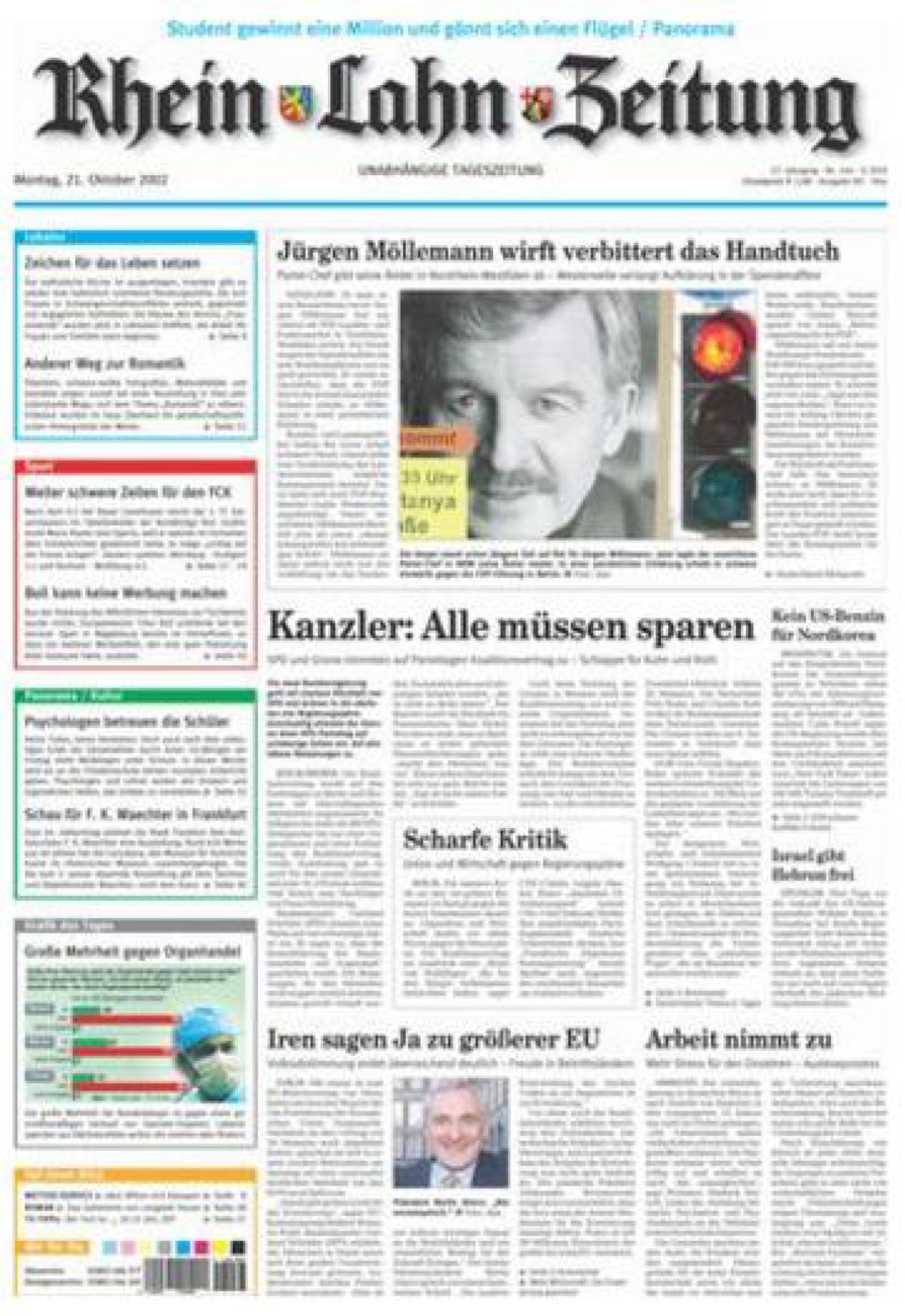 Rhein-Lahn-Zeitung Diez (Archiv) vom Montag, 21.10.2002