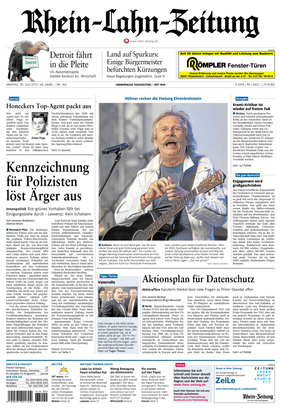 Rhein-Lahn-Zeitung Diez (Archiv) vom Samstag, 20.07.2013