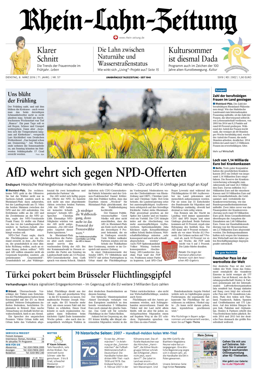 Rhein-Lahn-Zeitung Diez (Archiv) vom Dienstag, 08.03.2016