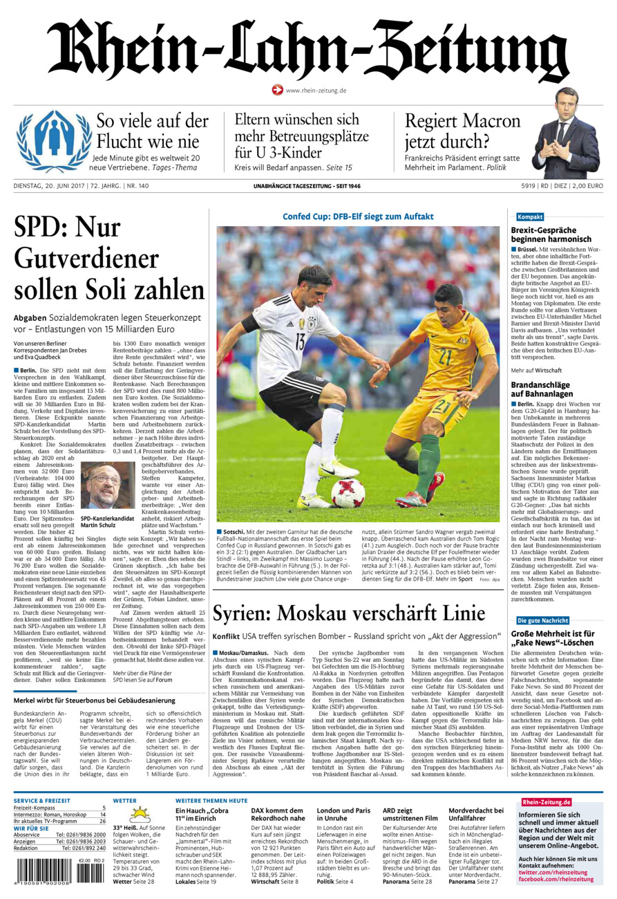 Rhein-Lahn-Zeitung Diez (Archiv) vom Dienstag, 20.06.2017