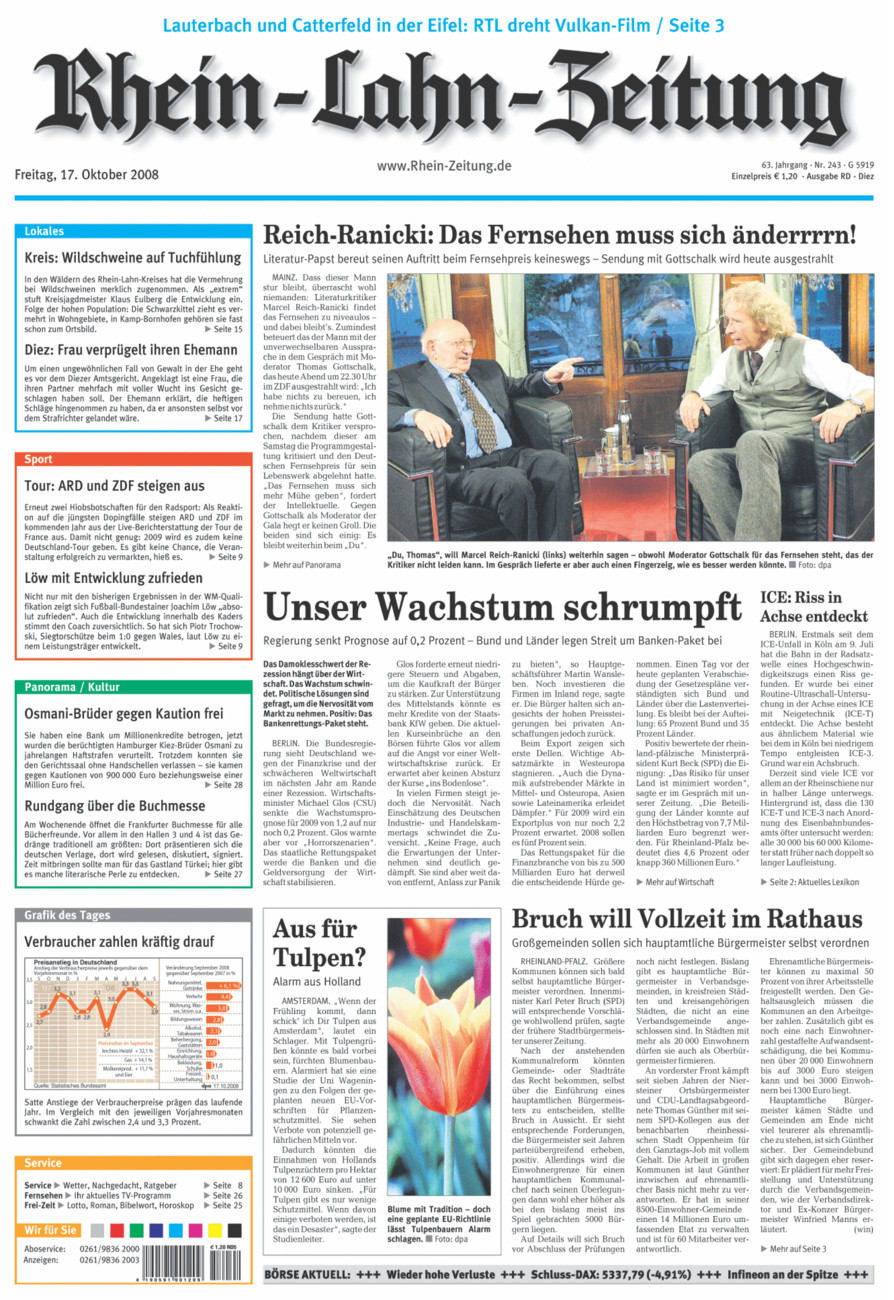 Rhein-Lahn-Zeitung Diez (Archiv) vom Freitag, 17.10.2008