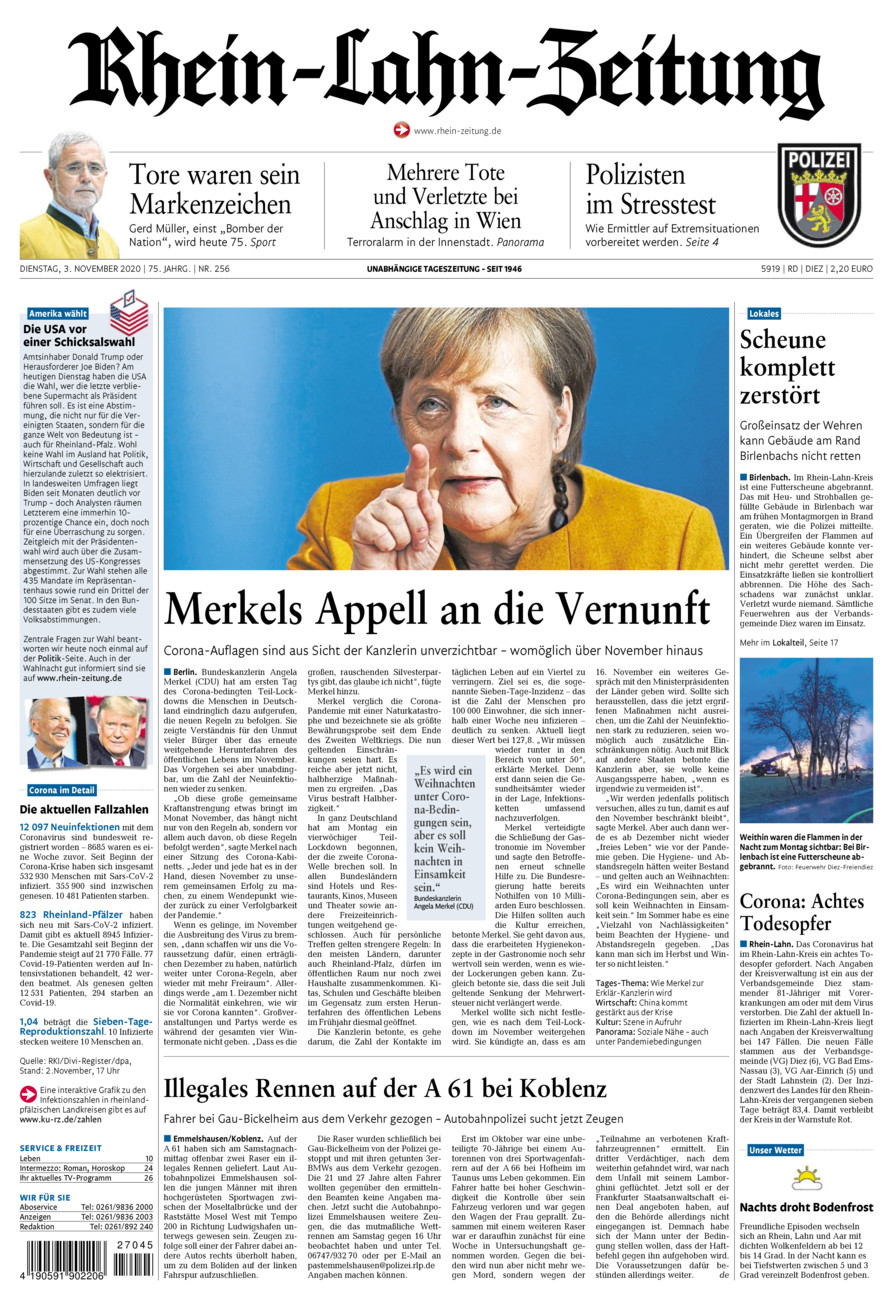 Rhein-Lahn-Zeitung Diez (Archiv) vom Dienstag, 03.11.2020