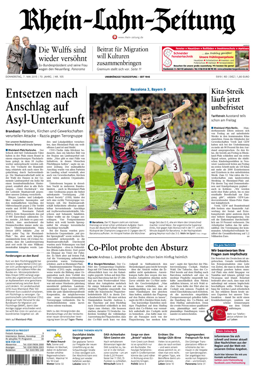 Rhein-Lahn-Zeitung Diez (Archiv) vom Donnerstag, 07.05.2015