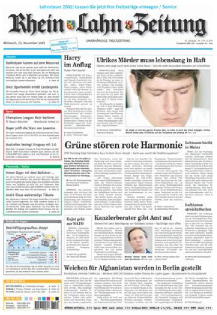 Rhein-Lahn-Zeitung Diez (Archiv) vom Mittwoch, 21.11.2001