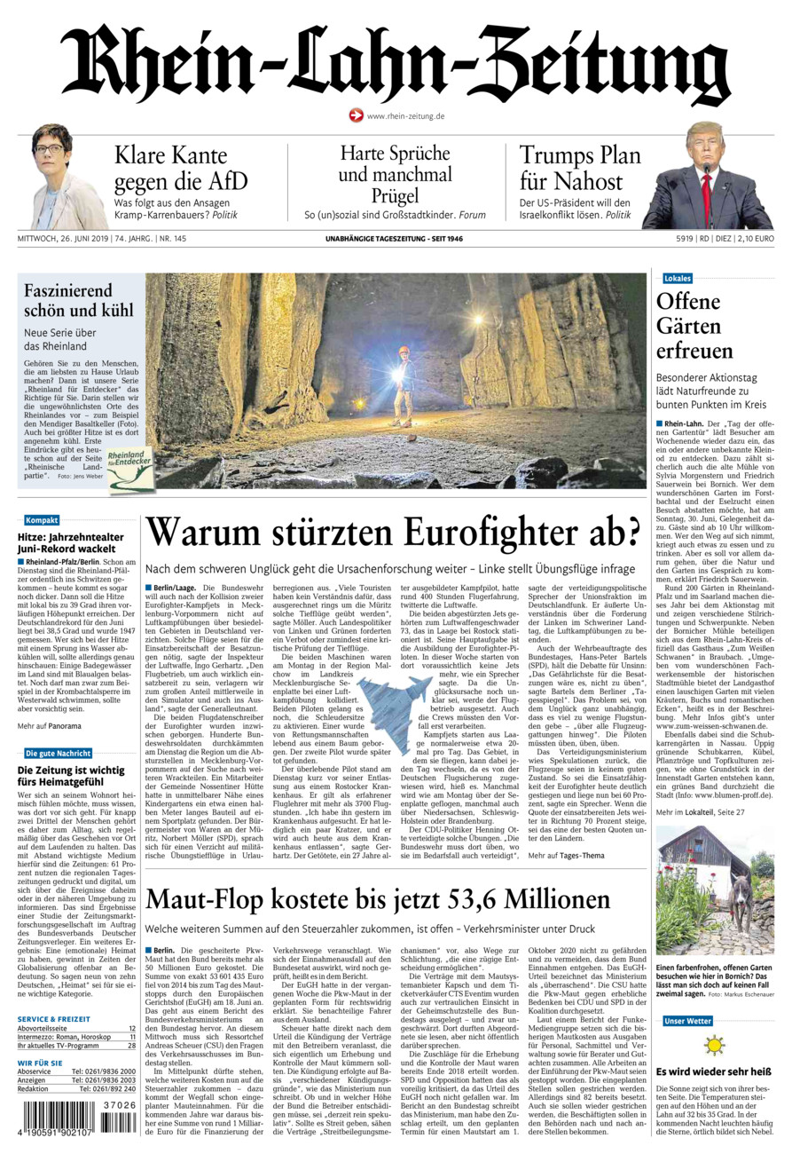 Rhein-Lahn-Zeitung Diez (Archiv) vom Mittwoch, 26.06.2019