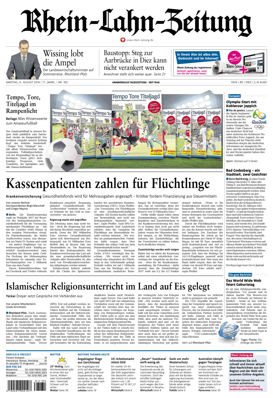 Rhein-Lahn-Zeitung Diez (Archiv) vom Samstag, 06.08.2016