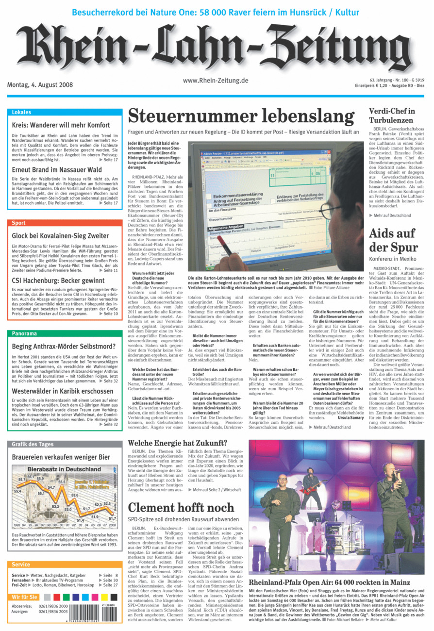 Rhein-Lahn-Zeitung Diez (Archiv) vom Montag, 04.08.2008