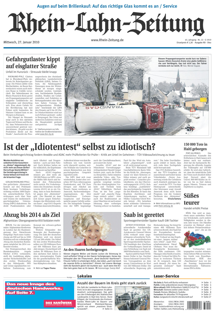 Rhein-Lahn-Zeitung Diez (Archiv) vom Mittwoch, 27.01.2010