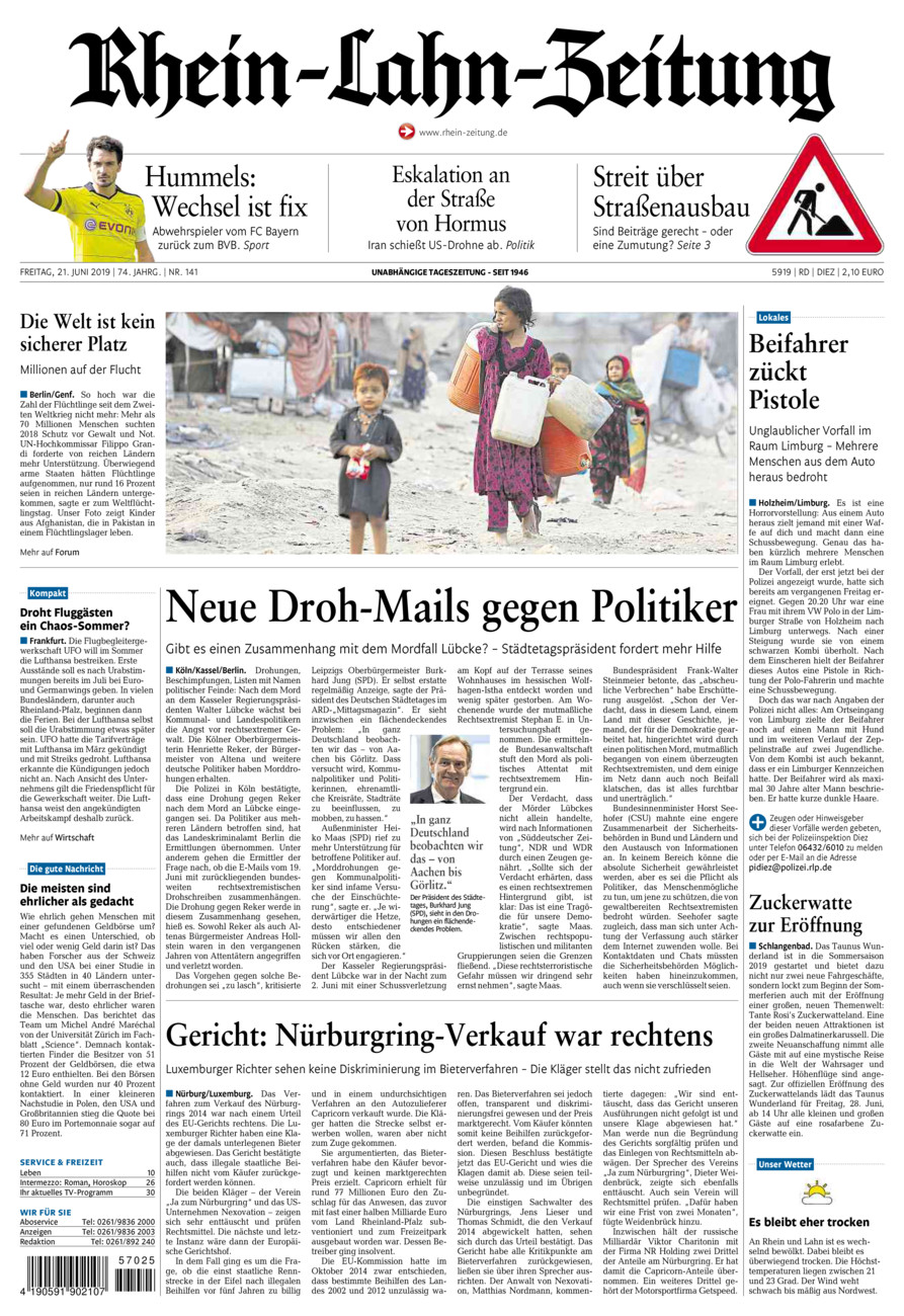 Rhein-Lahn-Zeitung Diez (Archiv) vom Freitag, 21.06.2019