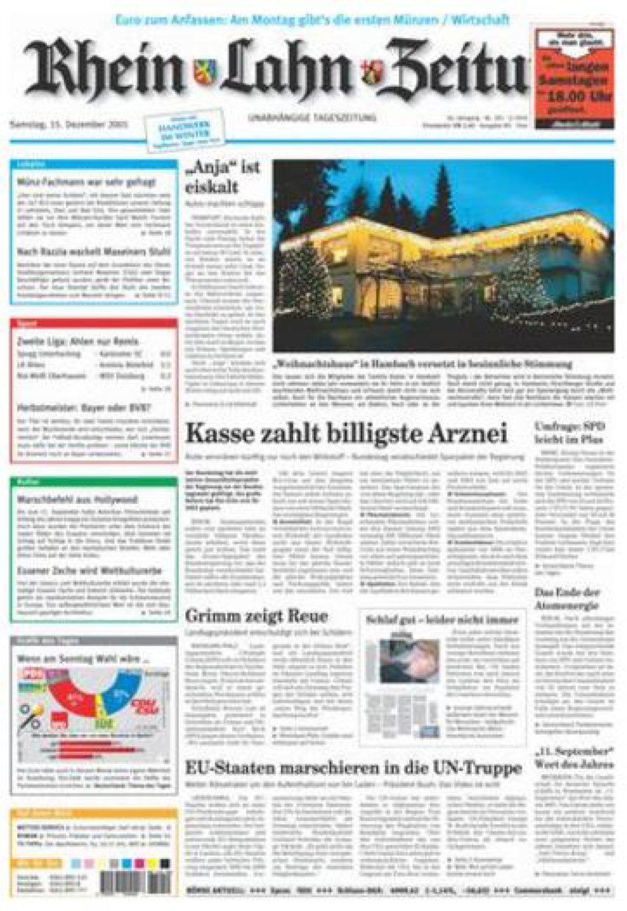 Rhein-Lahn-Zeitung Diez (Archiv) vom Samstag, 15.12.2001