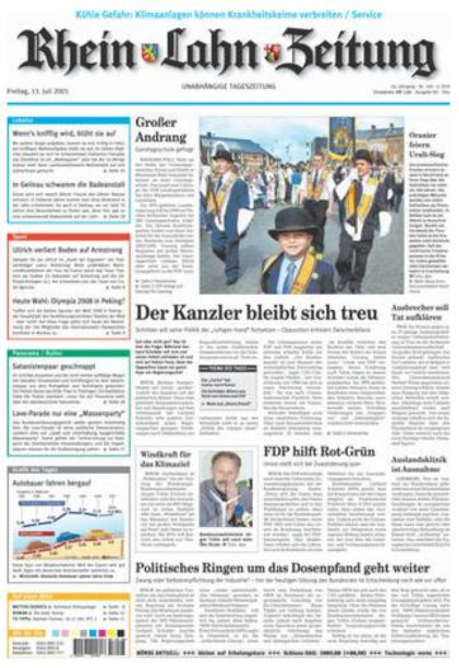 Rhein-Lahn-Zeitung Diez (Archiv) vom Freitag, 13.07.2001