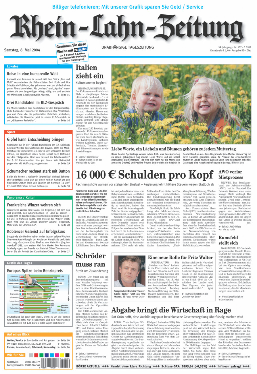 Rhein-Lahn-Zeitung Diez (Archiv) vom Samstag, 08.05.2004