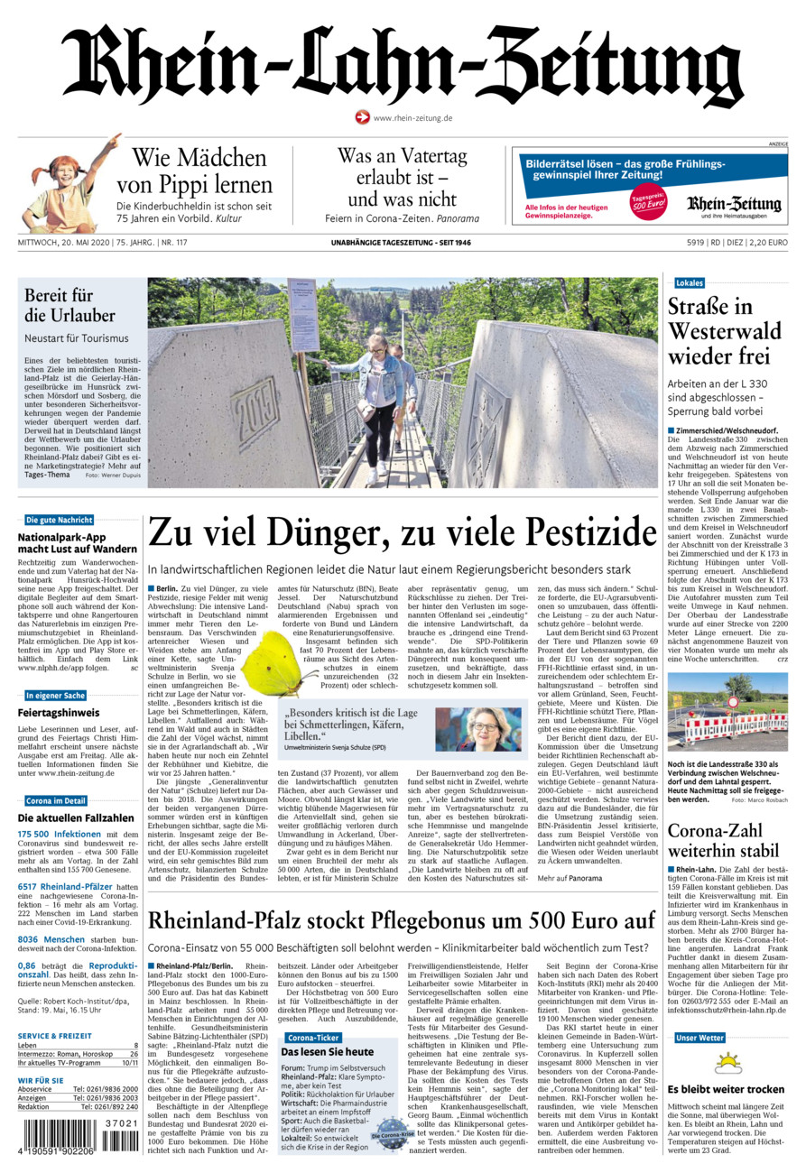Rhein-Lahn-Zeitung Diez (Archiv) vom Mittwoch, 20.05.2020
