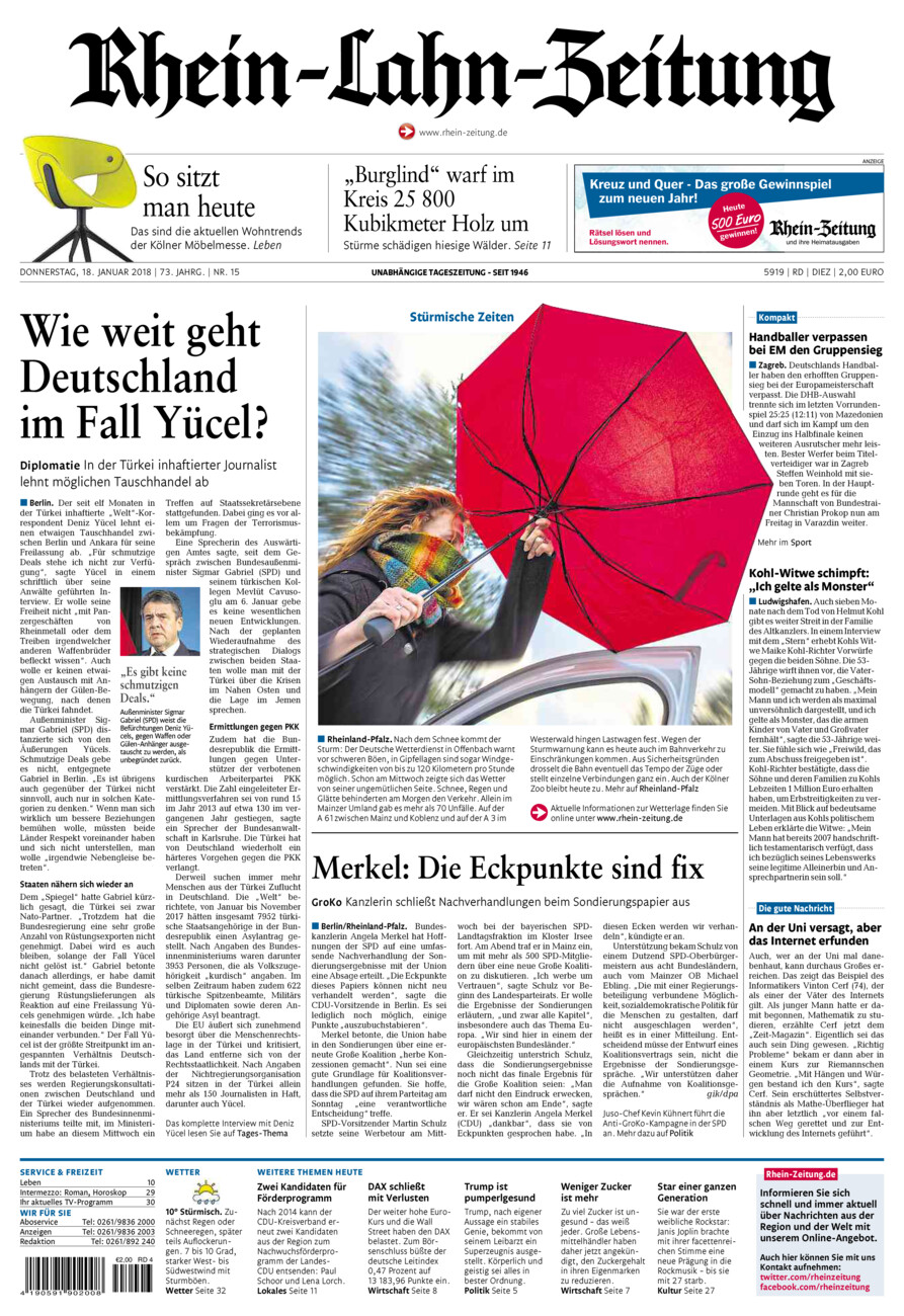 Rhein-Lahn-Zeitung Diez (Archiv) vom Donnerstag, 18.01.2018