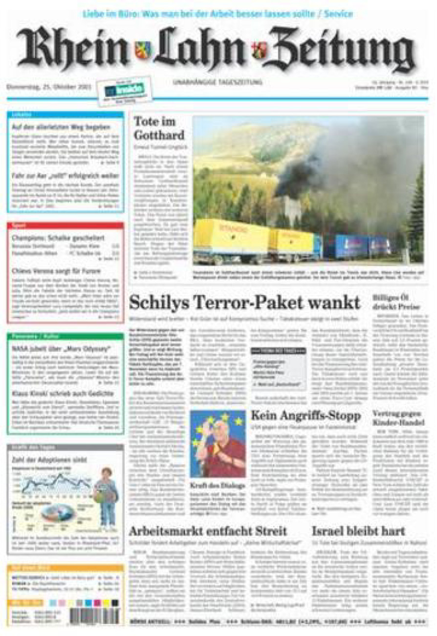 Rhein-Lahn-Zeitung Diez (Archiv) vom Donnerstag, 25.10.2001