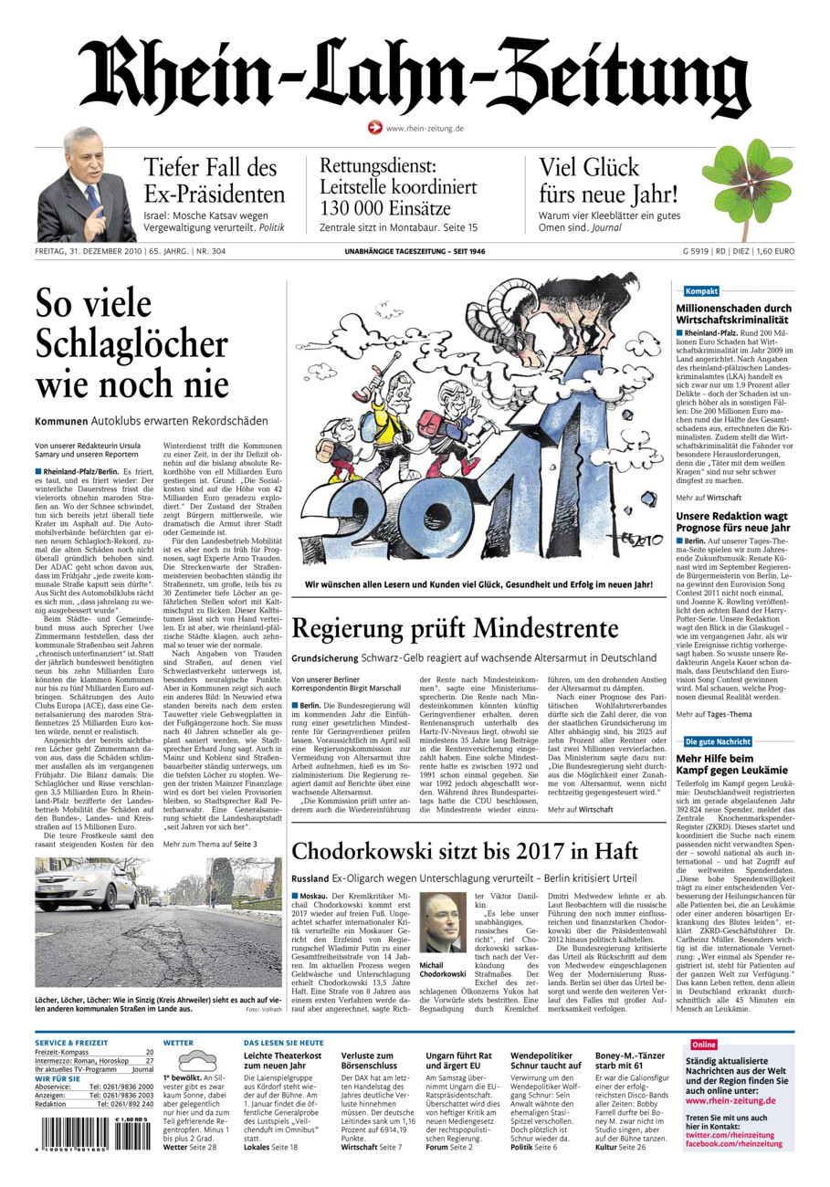 Rhein-Lahn-Zeitung Diez (Archiv) vom Freitag, 31.12.2010